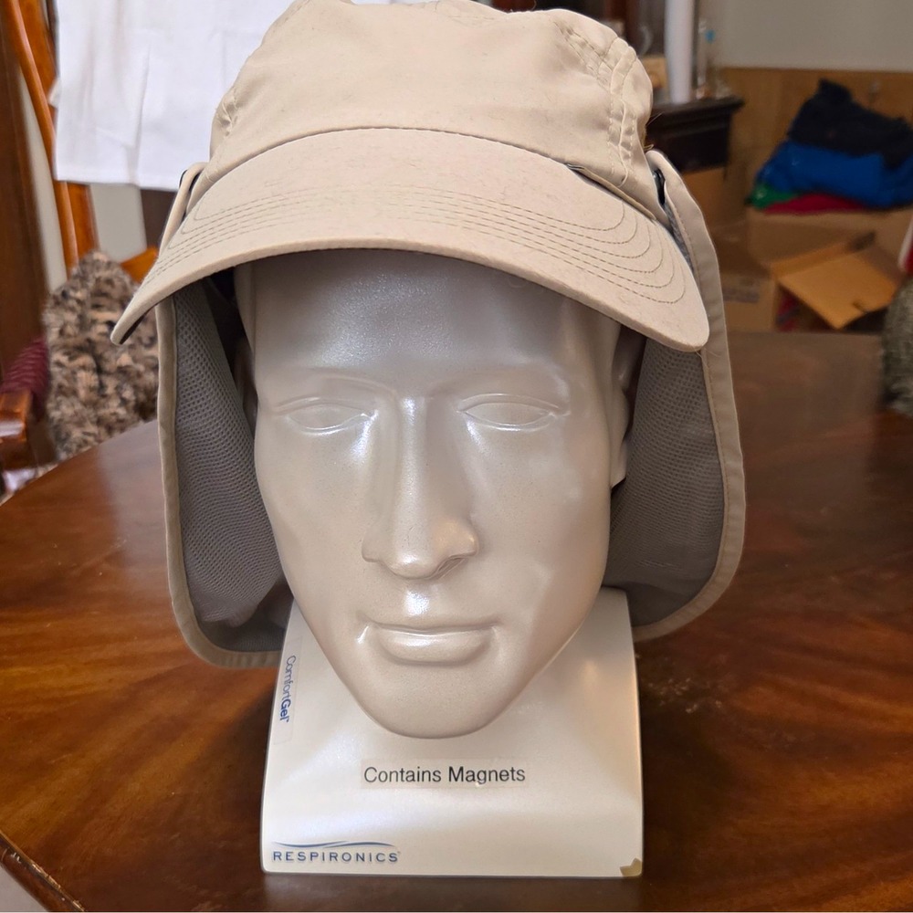 Whiterock Beige Sun Baseball Cap w/ Neck Flap Adjustable One Size Mens